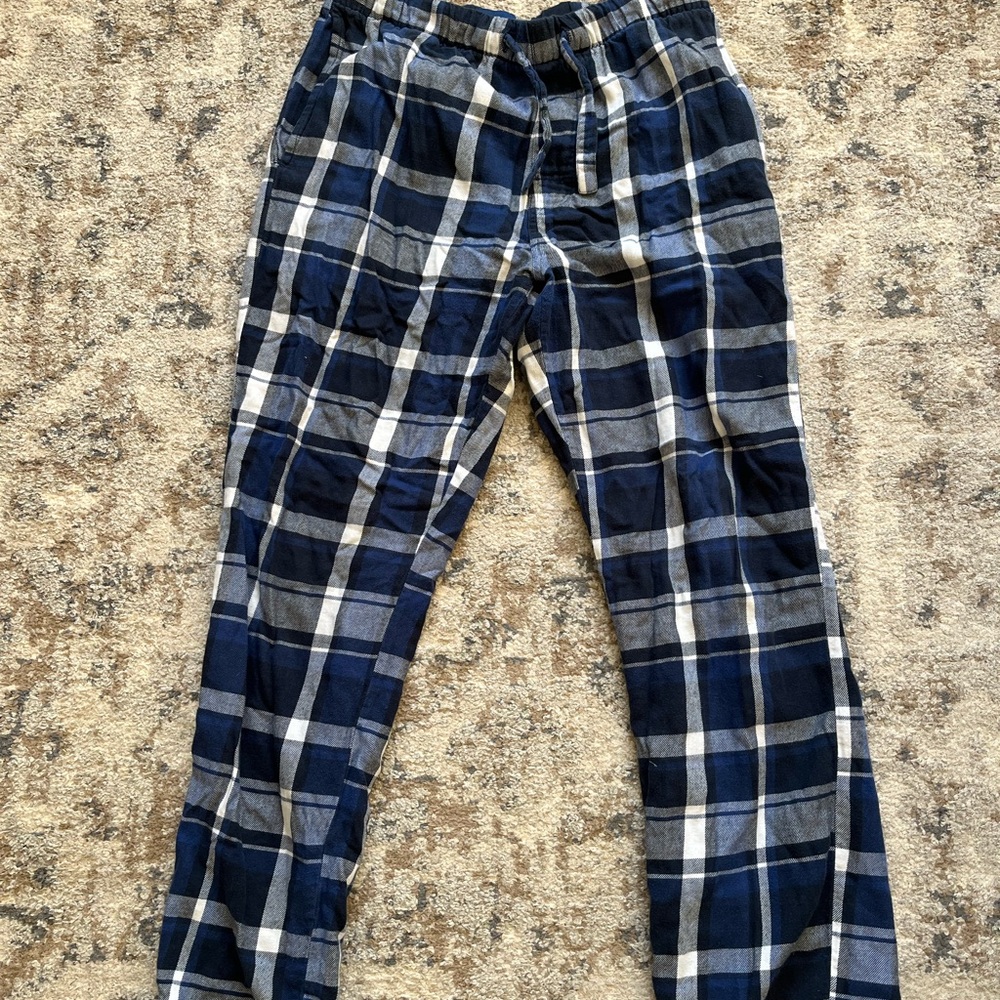 Old Navy Blue Plaid PJs Small